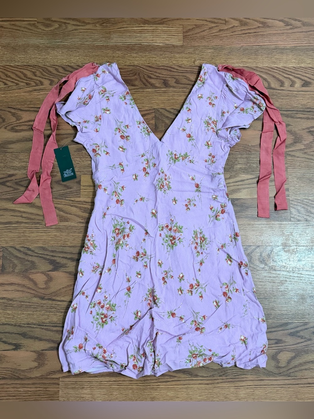 Wild Fable NWT Pink Floral Tie-Strap Babydoll Mini Dress - Picture 2 of 3